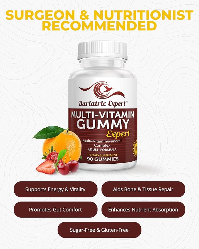 Bariatric Expert Multivitamin Gummies – Fast-Melting Dietary Supplement for Adults Post-Gastric Sleeve and Bypass Nutritionist Recommended 90 Count