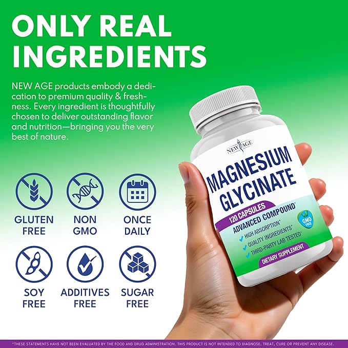 Magnesium Glycinate 500mg | 90mg Elemental Magnesium Supplement- High Absorption Non Buffered Non-GMO &amp No Gluten - Muscle &amp Bone Health - 240 Vegan Capsules