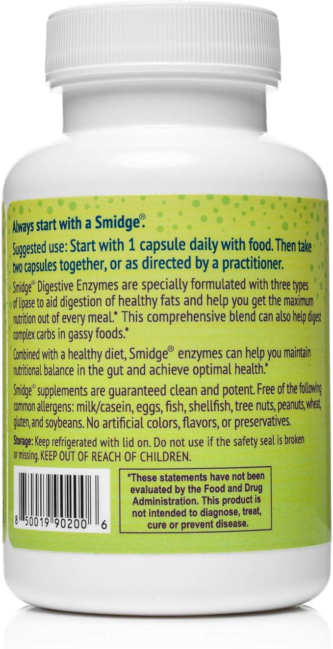 Smidge® Digestive Enzymes – Comfy Digestion – Lipase &amp Protease – 120 Capsules