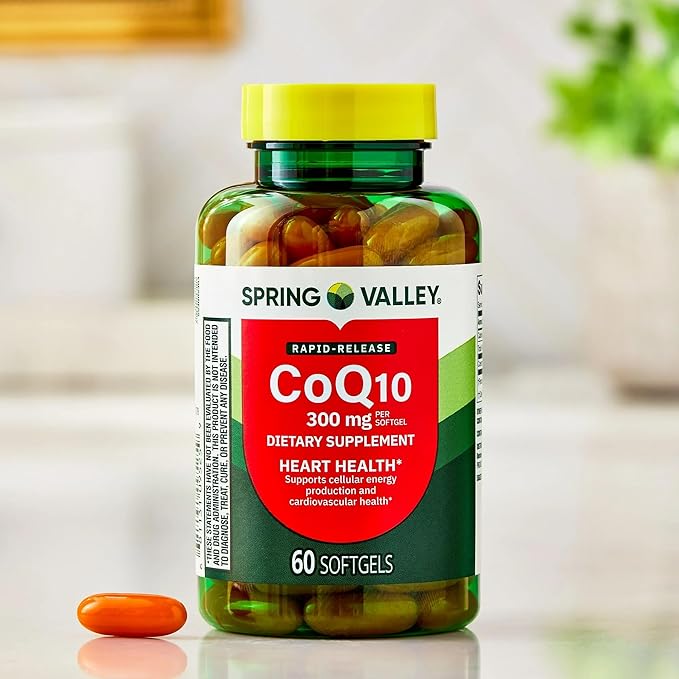 SUREFECT Spring Valley Rapid-Release CoQ10 300mg Softgels - 60 Count - Heart Health Support* &amp Cellular Energy Support - Vegetarian Formula with Organizer