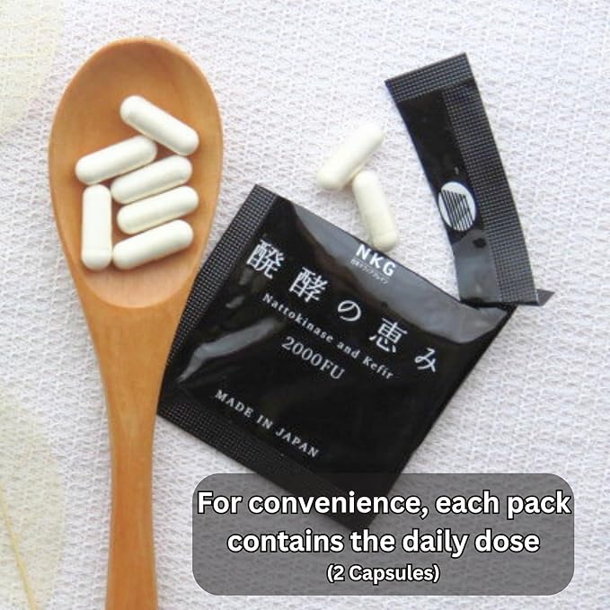 Nattokinase 2000 FU and Kefir Supplement - Made in Japan - Patented Double Edged Support for Cardiovascular and Circulatory System (30 Capsules)