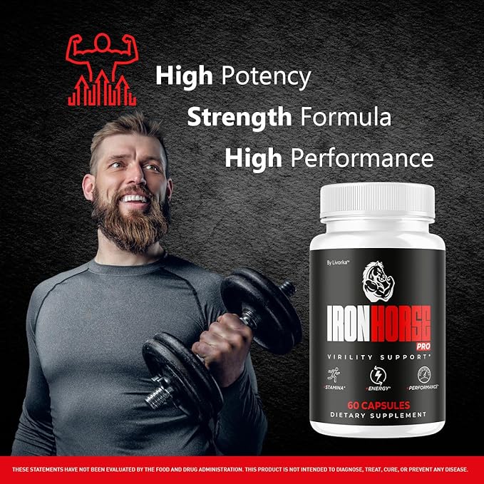 (3 Pack) Iron Horse Pro Supplement Pills - Official Advanced Formula Support Capsules - Maximum Strength Natural Iron Horse Pro for Overall Health &amp Wellness 180 Capsules for 3 Months
