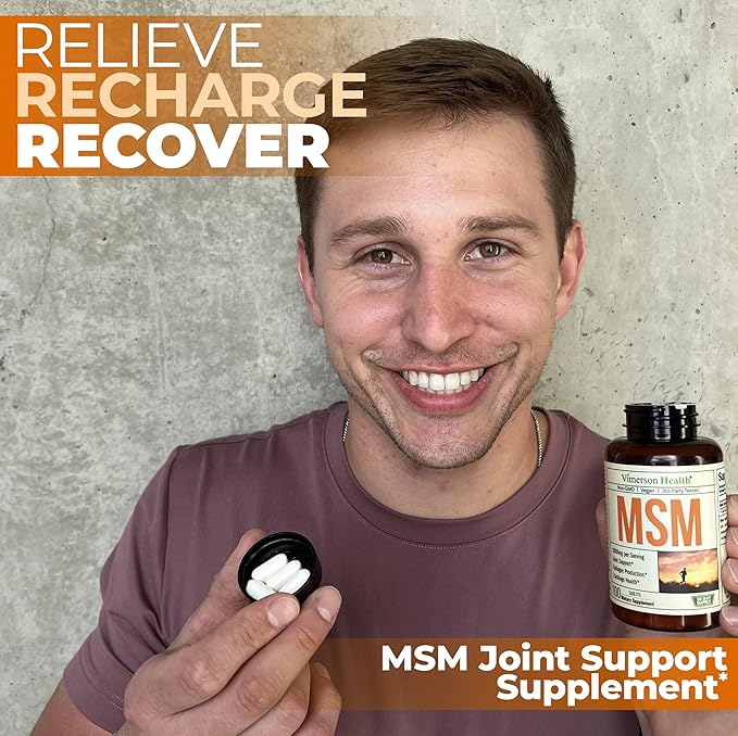MSM 2000mg - Joint Support Supplement for Cartilage &amp Joint Health. Antioxidant Properties. Aids Inflammatory Response. Occasional Discomfort Relief - Back Knees Hands. Non-GMO. Vegan. 50 Day Su