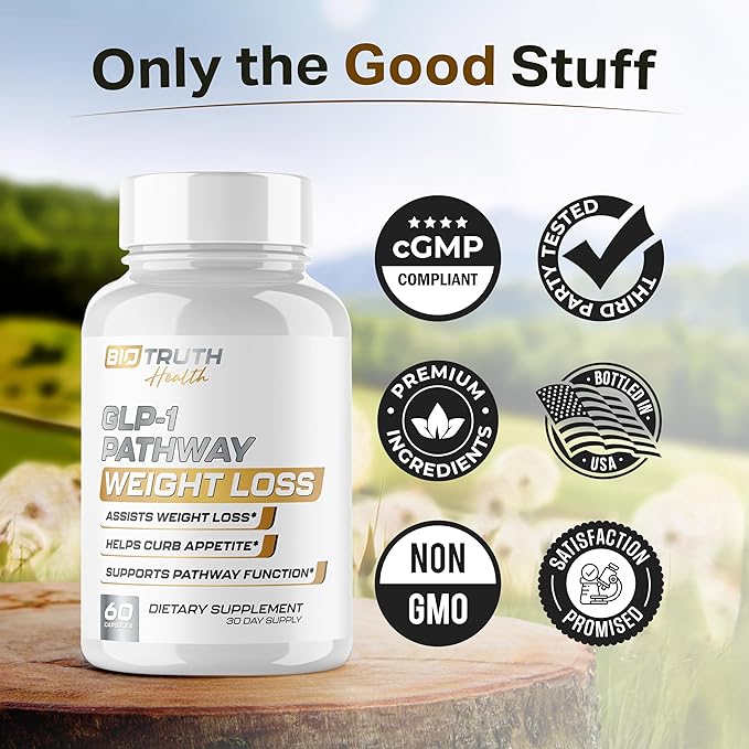 GLP-1 Pathway Weight Loss Pills | Fat Burner for Men &amp Women | Supports Healthy Pathways Associated with GLP-1 Activity | Appetite Suppressant Support + Energy Assist - 60 Capsules for Adults