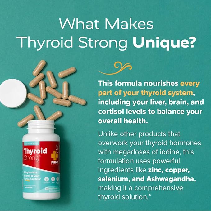 Redd Remedies Thyroid Strong Supports Healthy Thyroid Function and Balance 60 Vegan Capsules