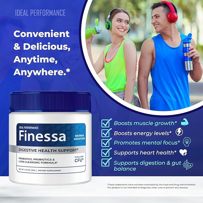 Finessa Digestive Health Support Powder Official Finessa Constipation Supplement - Maximum Strength All Natural Overall Health and Wellness Support Advanced Formula Finesse Powder Reviews (1 Pack)
