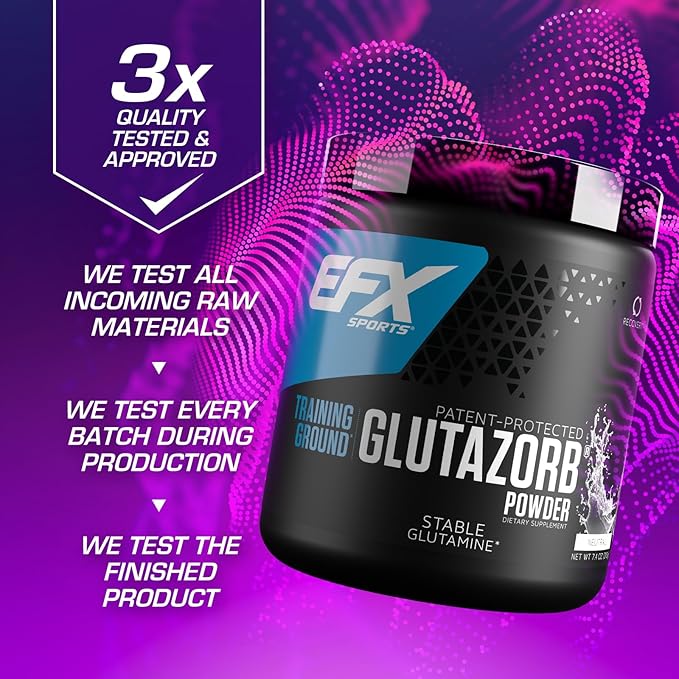 EFX Sports Training Ground Glutazorb Powder | Highly Concentrated pH Correct Glutamine Supplement | Digestion &amp Immune Support | 140 Servings (Unflavored)