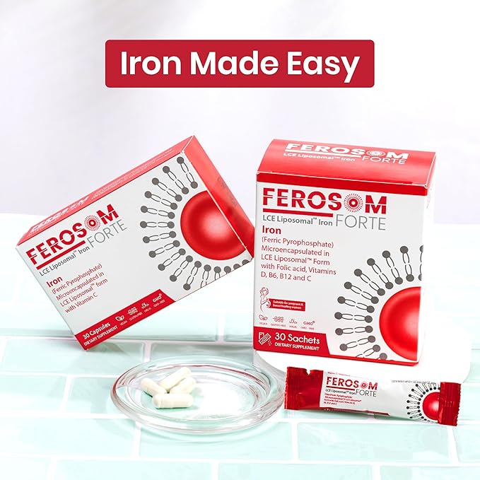 LCE Liposomal Iron Capsules – 30mg Elemental Iron with Vitamin C – Gentle Supplement for Women and Men – Easy-to-Swallow Vegan Capsules 30 Count