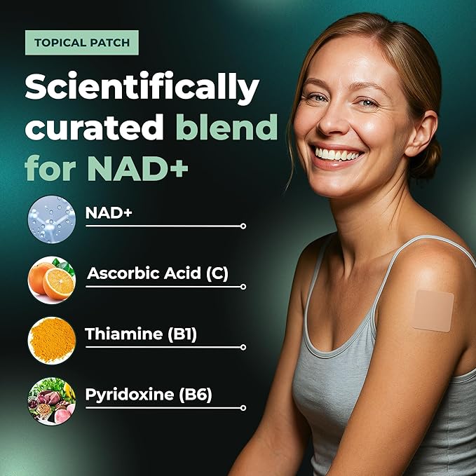 MONIER NAD Patches for Women &amp Men | NAD+ Patch for Energy &amp Healthy Aging | with CoQ10 &amp Nicotinamide | 60 Day Supply