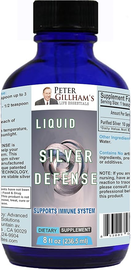 Peter Gillham’s Life Essentials Liquid Silver Defense 10 PPM8 oz Silversol Technology®99.9% Immune Boost…