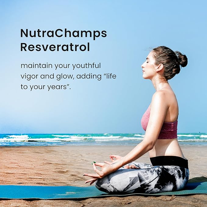 NutraChamps Resveratrol Supplement Extra Strength Formula for Healthy Aging Immune Support 60 Vegan Capsules