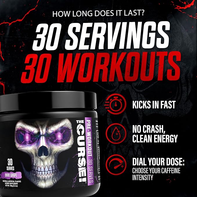 JNX SPORTS The Curse! Cherry Limeade Pre Workout Powder with Creatine – Extreme Energy Preworkout for Men &amp Women – 30 Servings – L Citrulline Beta Alanine &amp Caffeine for Pump Strength &amp