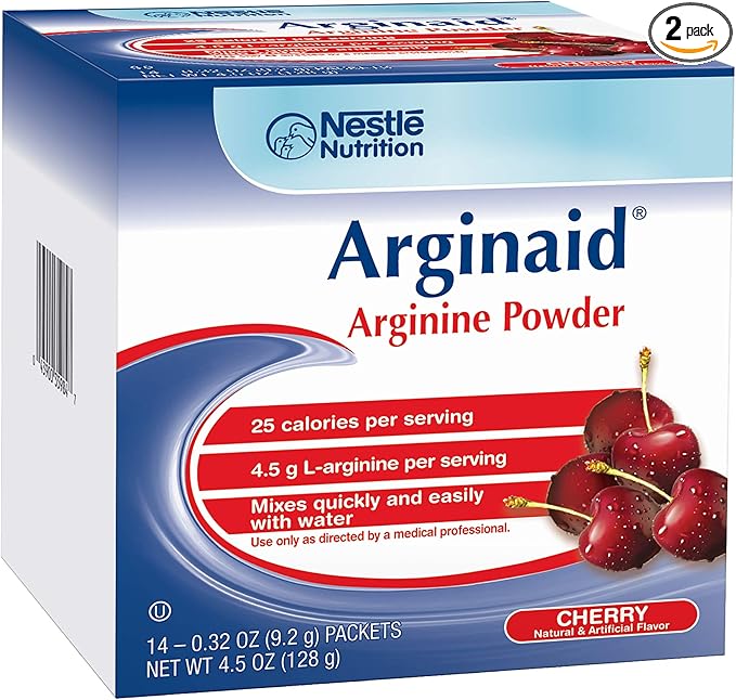 Arginaid Arginine Powder Drink Mix Cherry - Nutritional Needs for Wound Care - 0.32 OZ Packets (14 CT/Pack) (Pack of 2)