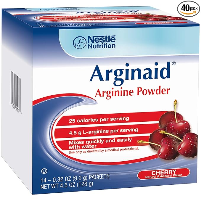 Arginaid Arginine Powder Drink Mix Cherry - Nutritional Needs for Wound Care - 0.32 OZ Packets (14 CT/Pack) (Pack of 4)