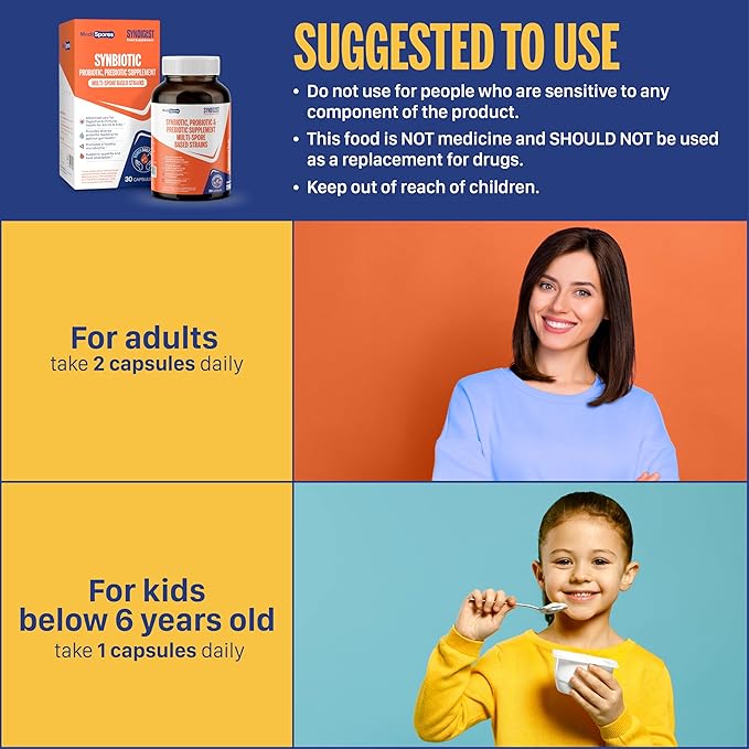 Syndigest probiotic daily care for women &amp men with dual benefit of 5 probiotic &amp prebiotic strains balance gut health &amp relieves constipation travel friendly 30 capsules (2 billions CF