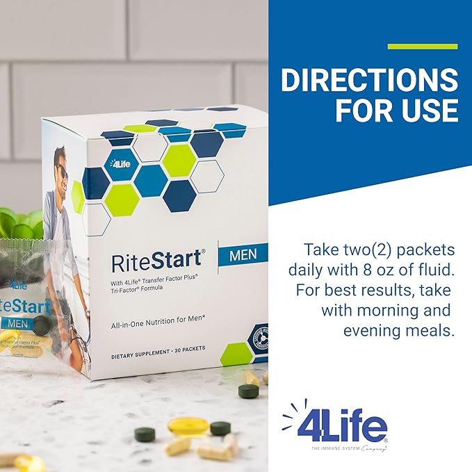4Life RiteStart Men - Daily Nutritional Pack Supports Immune System Health - Daily Supplement Formula with Vitamin C D and Zinc - 30 Packets
