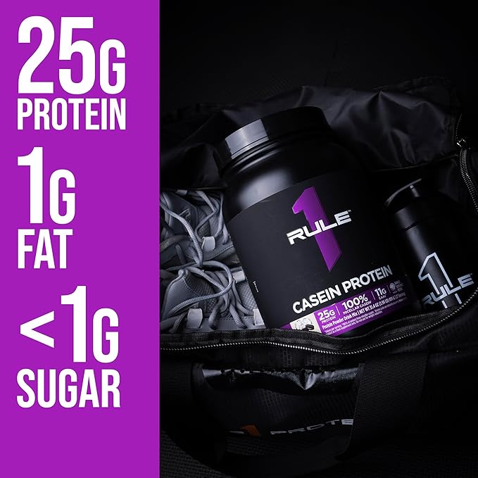 Rule 1 Proteins Casein Protein - 25g Protein and 11g EAAs Per Serving from Slow-Release Micellar Casein for Overnight Recovery and Sustained Delivery Between Meals (4 Pounds Chocolate Fudge)