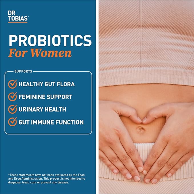 Dr. Tobias Probiotics for Women with Prebiotics &amp Cranberry Extract for Urinary Tract Health for Women | Supports Digestive &amp Immune Health - 5 Billion CFUs (60 Capsules 30 Servings)