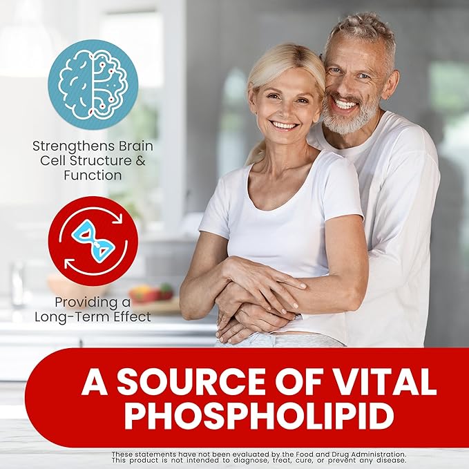 Soy Free Phosphatidylserine 100mg Softgel - PS Supplement Boosts Memory Focus Problem Solving Cortisol Control. Natural Sunflower Lecithin Patented Sharp PS-Green. Non-GMO 60 Softgels