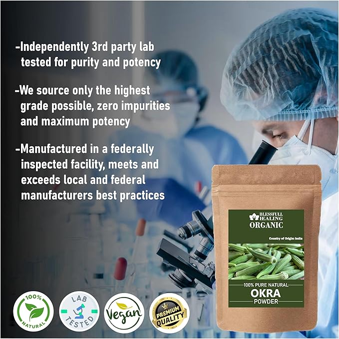 Organic Okra Powder 100% Pure Natural 100 Gram / 3.52 oz