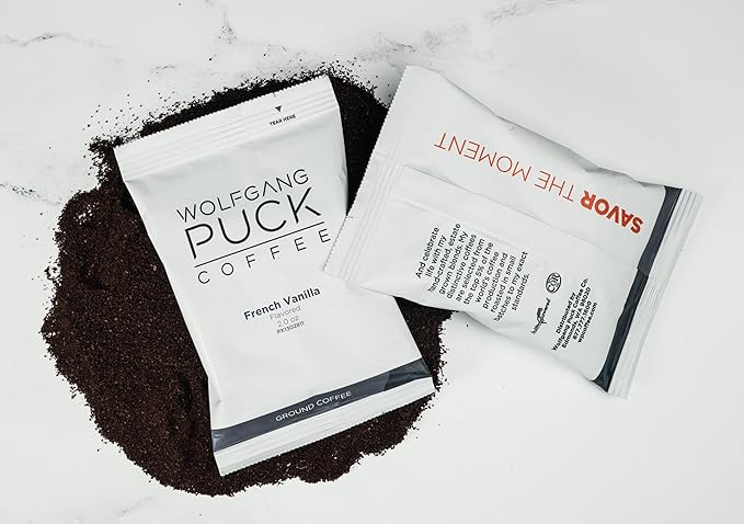 Wolfgang Puck Coffee French Vanilla each 2.0 ounce Portion Pack makes 8-10 cups (Pack of 18)