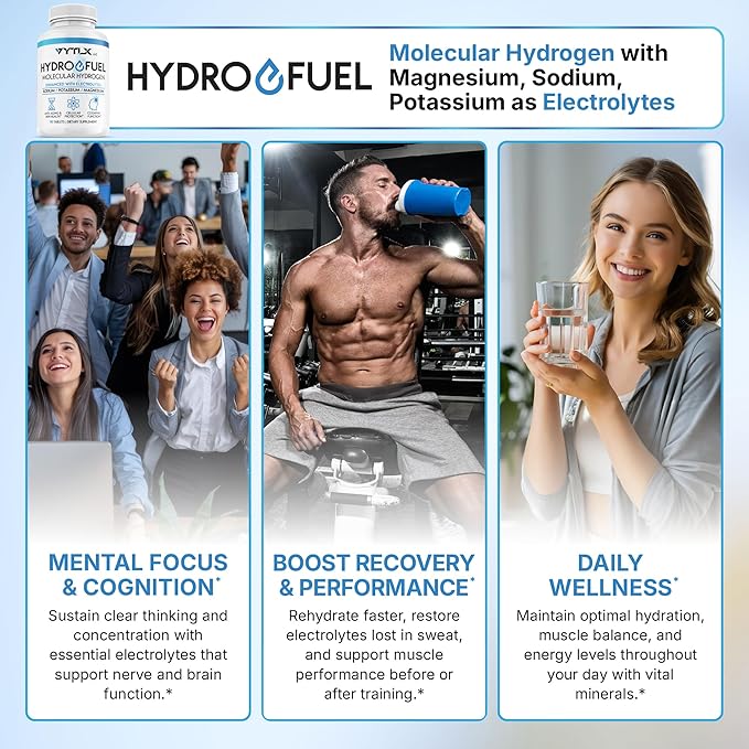 Hydrogen Water Tablets with Electrolytes | 12 PPM Molecular H2 Tablets for Drinking Water | Effervescent Hydrogen Water Tabs with Magnesium Sodium &amp Potassium (60 Count)
