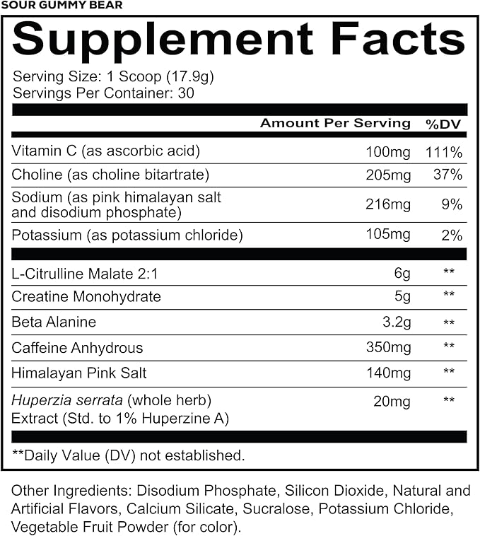 REDCON1 Total War Reloaded Pre Workout Sour Gummy Bear - Creatine Beta Alanine + L-Citrulline Malate Keto Friendly for Men &amp Women with 350mg of Caffeine - Fast Acting (30 Servings)