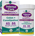 Vital Planet - Intense Care Colon &amp Constipation Probiotics Plus Organic Prebiotics Postbiotics Parabiotics Complete 4-in-1 Health Supplement for Adults 65 Billion CFU 66 Strains 30 ct