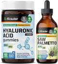 BIO KRAUTER Hyaluronic Acid 60 Gummies &amp Saw Palmetto Tincture 4 Fl. Oz.