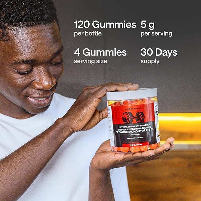 WONDER FAMILY Gym Endurance Bundle - Resveratrol for Heart Support - Creatine Monohydrate Gummies 5g for Muscles - 60 Resveratrol 500MG Softgels 120 Creatine Chewables