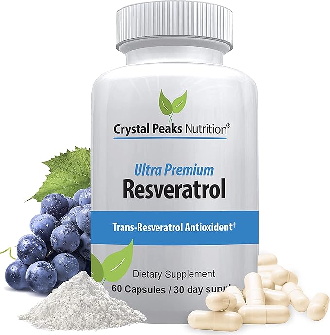 100% Natural Resveratrol Supplement - Trans-Resveratrol Supports Aging - Antioxidants Supplement Promotes Immune System &amp Joint Support (60 Capsules)