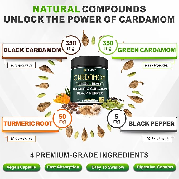 Bundle 6in1 Beet Root Capsules 100 Count &amp 4in1 Cardamom Capsules 100 Count - Support Restful Night Heart Health Digestion &amp Natural Wellness