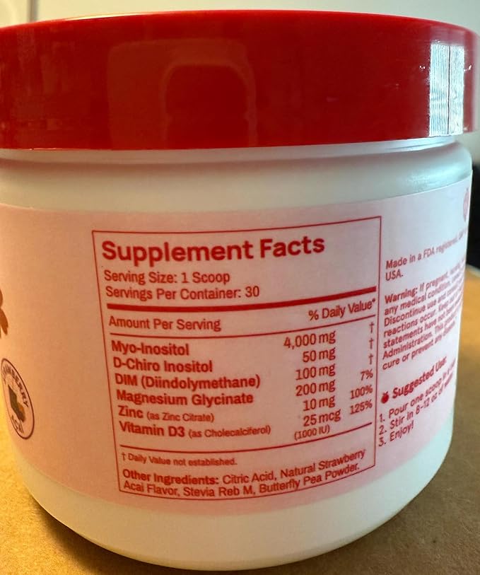 Peach Perfect Inositol Powder Multivitamin Strawberry Acai Flavor – 3 – Supports Women’s Health 30 SVG
