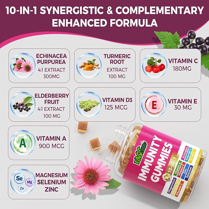 Vegan Omega 3 Gummies + 10 in 1 Immune Support Supplement Gummies