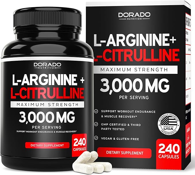 L Arginine L Citrulline (240 Count) - Nitric Oxide Pill for Stamina &amp Endurance and L Arginine L Citrulline Powder (3g) - Nitric Oxide Booster Powder for Performance &amp Endurance - Vegan &amp