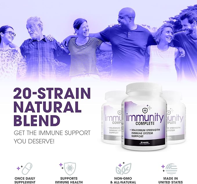 Instant Brands Immunity Complete - 20-in-1 Immune System Booster Formula with Cat's Claw Quercetin Vitamin C and Olive Leaf Extract 60ct (Pack of 2)