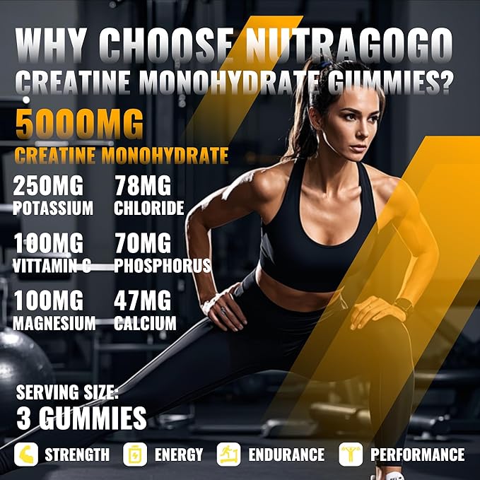 NSF Certified Creatine Gummy - Creatine Monohydrate Gummies for Men &amp Women-5g of Creatine Monohydrate per Serving - Sugar FreeVegan Organe Electrolyte Chews 135 Count