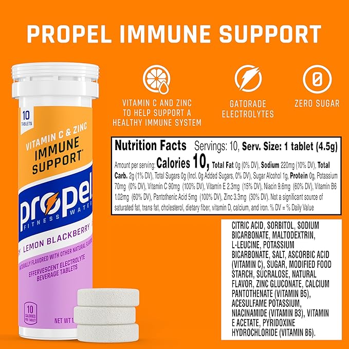 Propel Immune Support Tablets Lemon Blackberry Makes 16.9oz Fl Oz (Pack of 80)