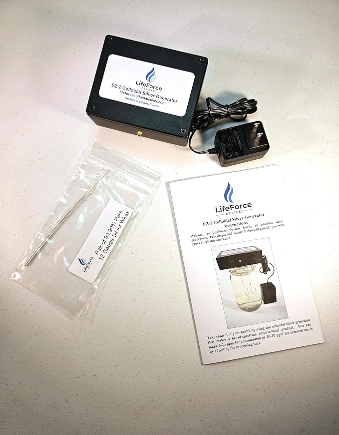 Compact EZ-2 Basic Silver Generator Package – Plug-in DIY Fresh Silver Maker Wires for Home – Make 32oz in 22 Minutes (Gauge-12)