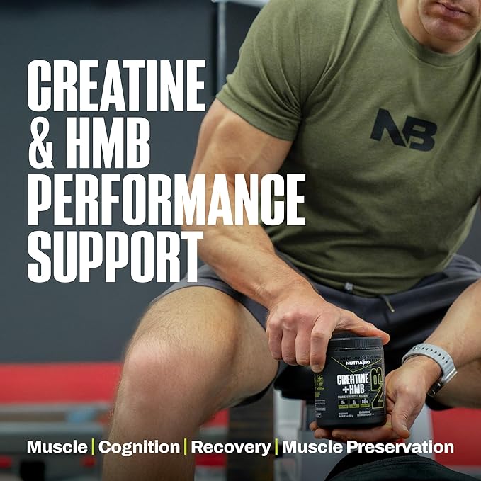 NutraBio Creatine + HMB- Creatine Monohydrate with HMB Powder for Muscle Growth Increased Strength- 30 Servings (Unflavored)