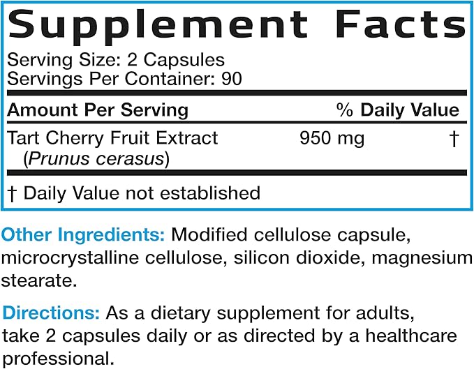 Bronson Tart Cherry Maximum Strength 180 Vegetarian Capsules (90 Servings)