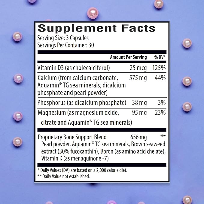Marine Calcium Bone Density Supplement 3.5X Absorbable Pearl Calcium &amp Icelandic Marine Algae with Magnesium Vitamin D3 K2 &amp More Organic Holistic Alternative Astronaut Endorsed - 30 Day