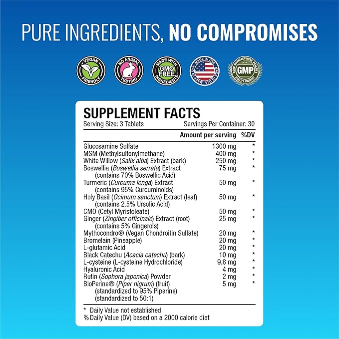 Approved Science Jointprin - Joint Support Supplement - Glucosamine MSM Chondroitin Turmeric Boswellia BioPerine - 1 Month Supply