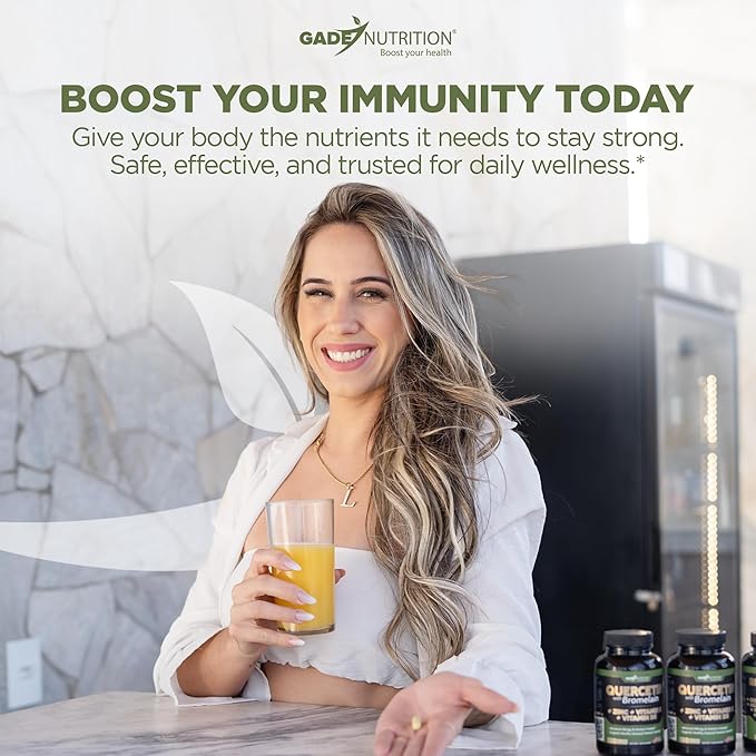 Gade Nutrition Quercetin with Bromelain Vitamin C and Zinc Vitamin D3 | Immune Support Supplement in Capsules | Non-GMO Gluten-Free Vegan | Made in the USA | 2 Month Supply