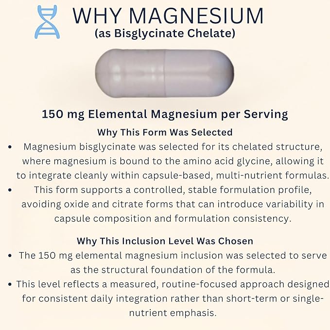 Magnesium Glycinate Complex 4-in-1 - Chelated Magnesium Bisglycinate (150 mg Elemental) with Zinc Picolinate Vitamin D3 &amp B6-120 Vegan Capsules Non-GMO - Men &amp Women