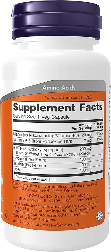 NOW Foods 5-HTP 200 mg - 60 Veg caps 3 Pack