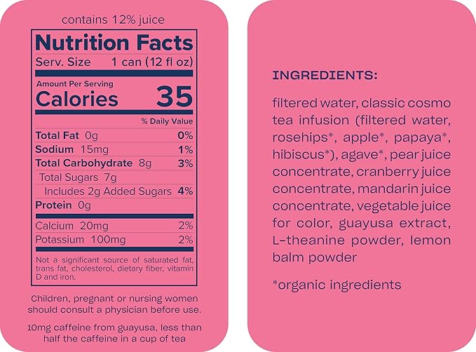 Recess Zero Proof Craft Mocktails Alcohol Free Drinks With Adaptogens Non-Alcoholic Beverage Replacement Mixer Celebration Party (Classic Cosmo 12oz Pack of 12)