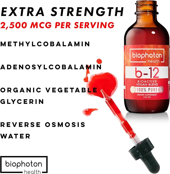 Liposomal Vitamin B12 Liquid Supplement - Bioactive Methyl Blend - Vegan &amp Non GMO - Organic Glycerin &amp Sugar Free (2 Fl Oz)