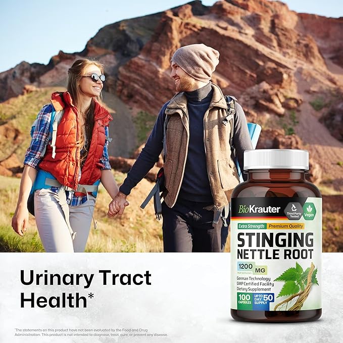 BIO KRAUTER® Stinging Nettle for Seasonal Support - Stinging Nettle Root Supplement (Urtica Dioica) 1200 mg for Urinary Tract Support &amp Daily Wellness - 100 Capsules 50 Days of Supply Non-GMO