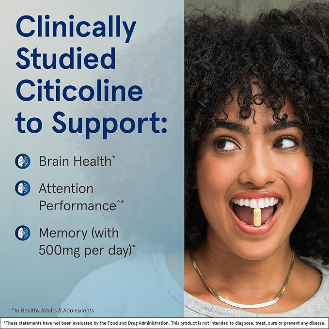 Jarrow Formulas Citicoline CDP Choline 250 MG CDP Choline Supplement Supports Brain Health Performance and Memory 60 Capsules Up to a 60 Day Supply (Pack of 12)